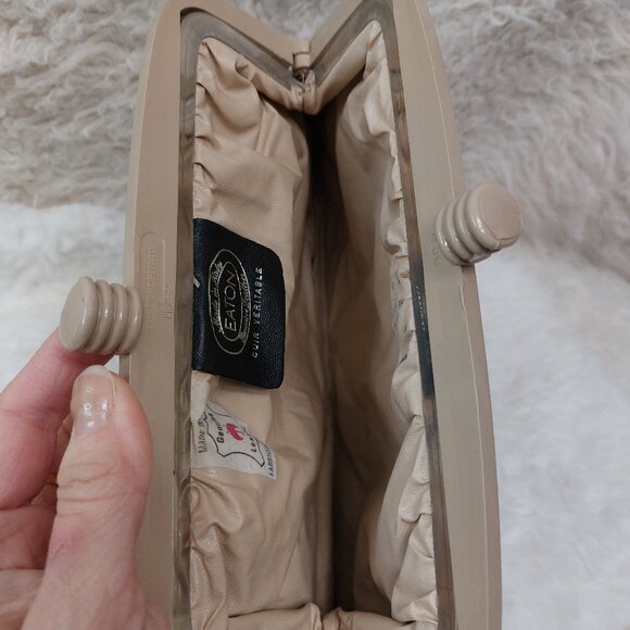 Vintage Eaton Beige Genuine Leather Pouch - Picture 6 of 7